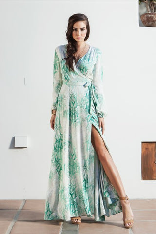 Go couture long store sleeve maxi dress